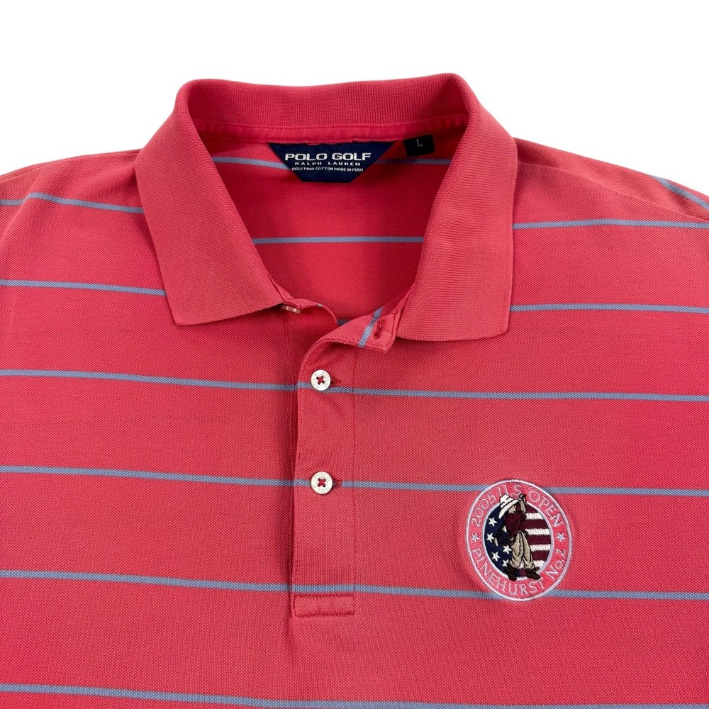 Polo Golf Ralph Lauren Polo Shirt Mens Large Red Stripe 2005 US Open Pinehurst